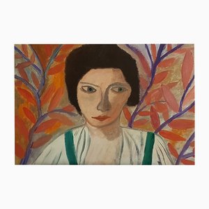 Dondi Schwartz, Woman with Orange Flowers, 2023, Oil on Canvas