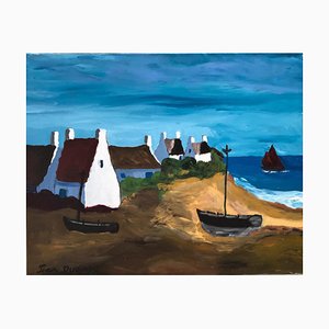 Jean Duquoc, Village près de l’Océan, 2023, Acrylic on Canvas, Framed