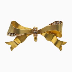 Antique Brooch in 18-Karat Yellow Gold with Diamonds