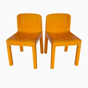 Chaises 4865 Jaunes par Carlo Bartoli pour Kartell, 1970s, Set de 2