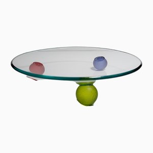 Postmodern Glass Bowl with Basic Shapes, 1980s
