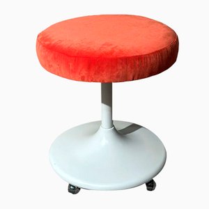 Italian Space Age Stool with Wheels and Swivel Seat, 1970s