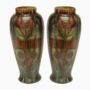 Slip Vases from the Early 20th Century Stamped Belgium 158, 1890s, Set of 2