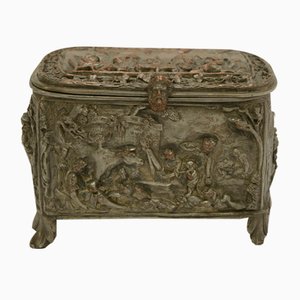 Silver-Plated Embossed Copper Box, Early 19th Century