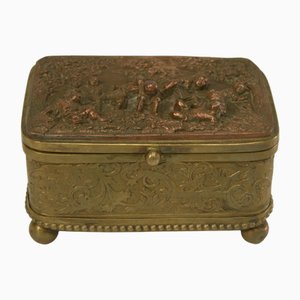 Embossed Gold Copper Box, Mid-19th Century