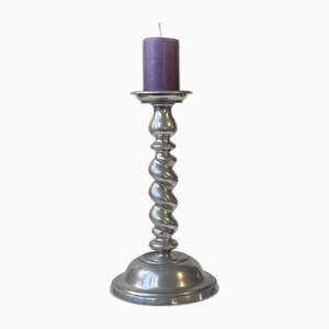Scandinavian Modern Twisted Pewter Candleholder by Karl Jørgen Otteren, 1970s