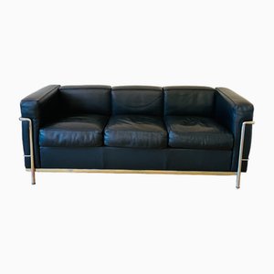 Leather Sofa with Chrome Frame by Le Corbusier for Cassina, 2000s
