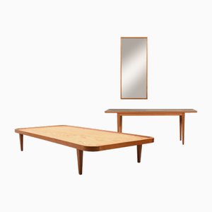 Divan, Table et Miroir par Frits Henningsen 1950s, Set de 3