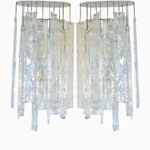 Lámparas de pared grandes de cristal de Murano, años 70. Juego de 2