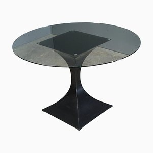 Mesa de comedor Capricornio redonda de vidrio de Tom Faulkner