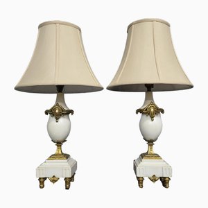 Weiße Tischlampen aus Marmor, 2er Set