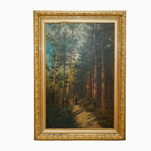 Kontinentaler Künstler, Wald, Mutter & Tochter, 1900, Ölgemälde, Gerahmt