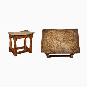 Burr Oak Stool by Robert Mouseman Thompson, 1930s