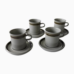 Tazze da caffè Karelia vintage con piattino di Anja Jaatinen, set di 8