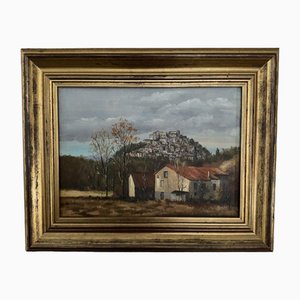 C. Theron, Cordes-Sur-Ciel Tarn, 1991, óleo sobre lienzo