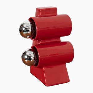 Lampada da tavolo in ceramica rossa