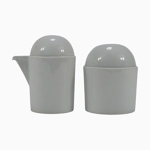 Postmodern Cupola Sugar Bowl & Creamer by Mario Bellini attributed to Rosenthal Studio-Line, 1980s
