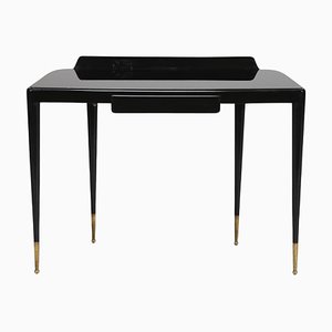 Console Mid-Century en Laiton, Bois et Verre dans le style de Gio Ponti, 1950s