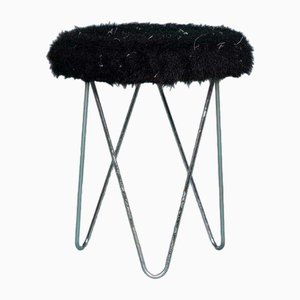 Flauschiger Space Age Hairpin Hocker, 1970er