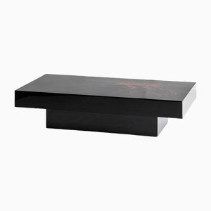 Mesa de centro vintage de madera lacada en negro de HD France, años 80
