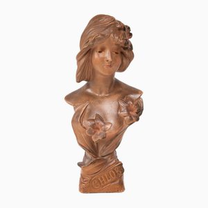 Busto francés modernista de escayola, años 1890-1910