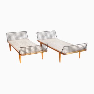 Sofá cama sueco vintage de teca y hierro de Bengt Ruda para Triva, años 60