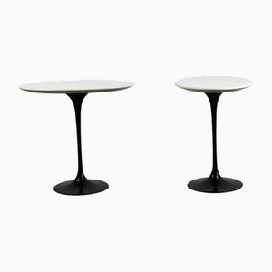 Mesas de centro vintage de madera y aluminio de Eero Saarinen, años 90. Juego de 2