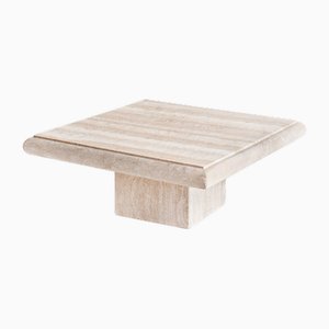 Large Vintage Coffee Table in Travertine Marble, 1980s