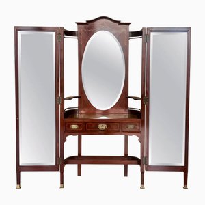 Art Nouveau Vanity Table with Folding Dresser Mirror, 1920