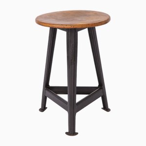 Tripod Stool with Beech Top from Rowac, 1950s