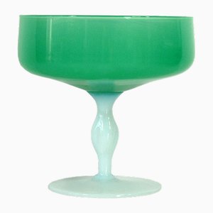 Italian Glass Pedestal Dish from Empoli, 1970s