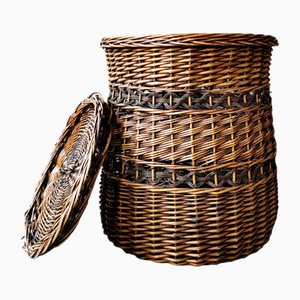 Vintage Laundry Basket in Rattan, 1970s