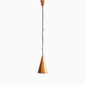 Small Danish Brutalist Hand-Hammered Copper Pendant Lamp from Horn Aalestrup, 1960s