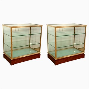 Vintage Showcases in Glass and Brass, 1950s, Set of 2