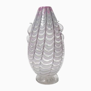 Fliederfarbene Vintage Vase aus transparentem Muranoglas von Alberto Donà, 1940er