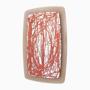 Wall Mirror with Acrylic Glass Frame and Orange Enamel Details by Enzio Wenk, 2012