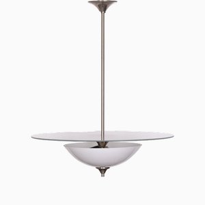Lampe à Suspension Art Déco Modèle Half Moon de Gispen, 1930s