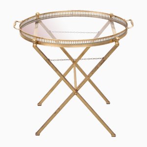 Small Brass Folding Serving Tray Table, France, 1970s