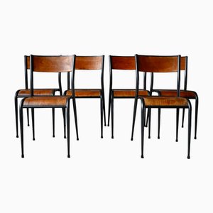 Vintage Industrial School Chairs, Set of 6