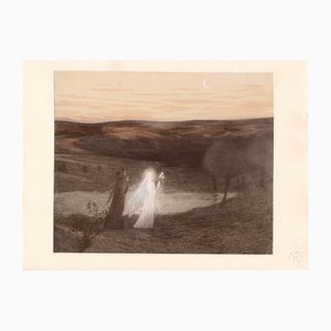 Henri Martin, Henri Martin, Dante trifft Beatrix, 1898, Original Lithographie, 1898, Lithographie