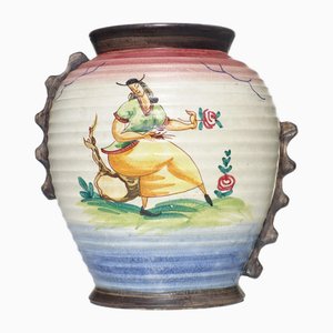 Art Deco Italian Albisola Ceramic Vase, 1930s
