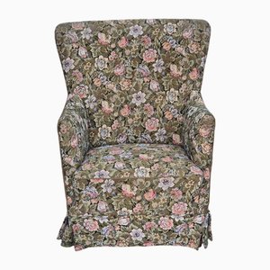 Fauteuil en Tissu d'Ameublement Fleurs, Danemark, 1970s
