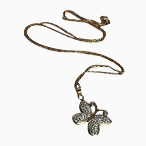 Collar vintage con colgante de mariposa de oro de 9 kt
