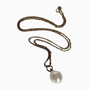 Vintage 9ct Gold Baroque Pearl Pendant Necklace