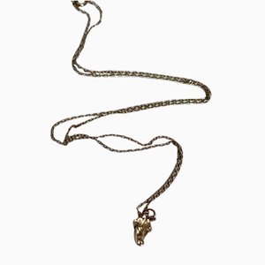 Collana con ciondolo a forma di stivale vintage in oro 9 kt
