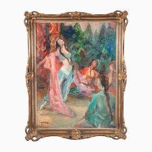 Miloslava Vrbova-Štefková, Danse orientaliste dans un harem, Peinture à l'huile, Milieu du XXe siècle
