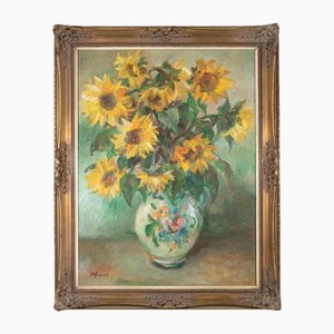 Vrbova Miloslava Prof. Zinkovy, Sunflowers, Oil on Canvas, Mid-20th Century