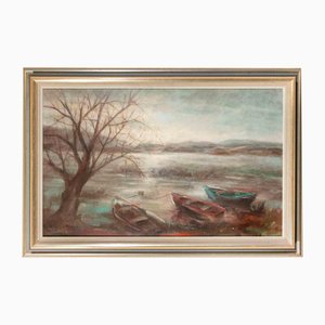Miloslava Vrbova-Štefková, Winter Seascape with Moore..., Oil Painting, Mid-20th Century