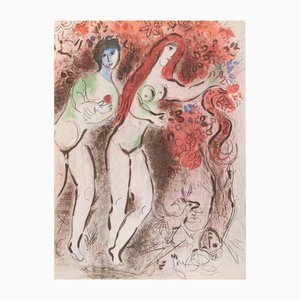 Marc Chagall, Adam, Eve and the Forbidden Fruit, Lithograph, 1960