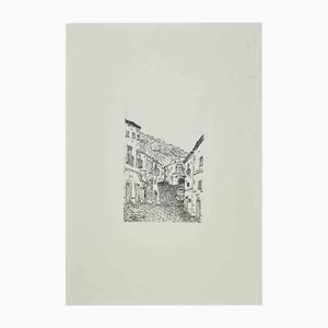 Giovanni Omiccioli, Das Fischerdorf, Radierung, 1970er